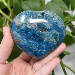 Blue Apatite Heart Flashy natural sparkly sheen carved polished crystal