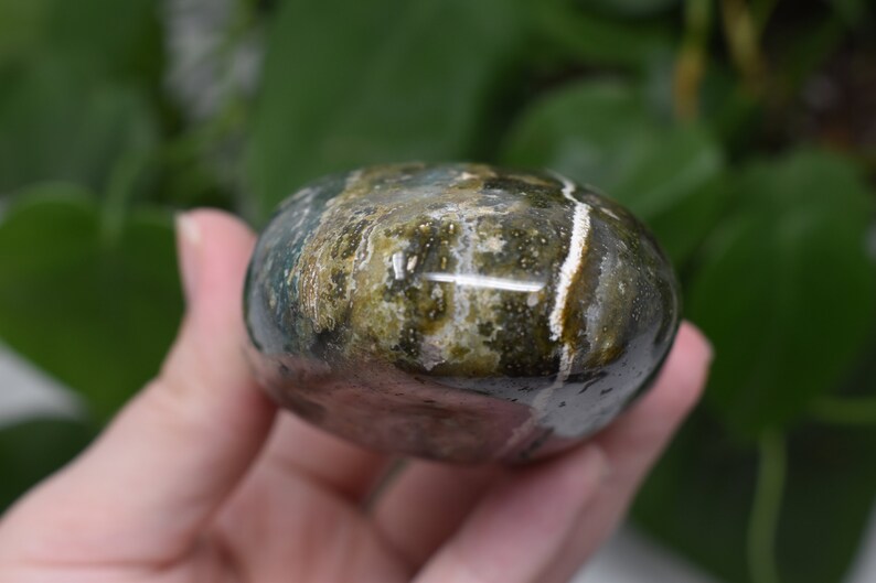 Ocean jasper free form natural blue green orbicular jasper crystal stone