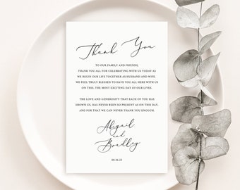 Thank You Note Template, Elegant Script, Wedding Thank You Card, Printable, Editable, Templett INSTANT Download