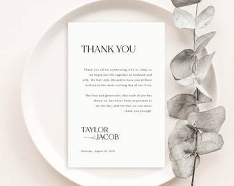 Thank You Letter Template, Modern & Classic, Wedding Guest Thank You Note, Editable, Table Thank You, Printable, Templett INSTANT Download