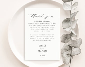 Wedding Thank You Note Template, Formal & Elegant, Thank You Card, Templett INSTANT Download, Printable, Editable