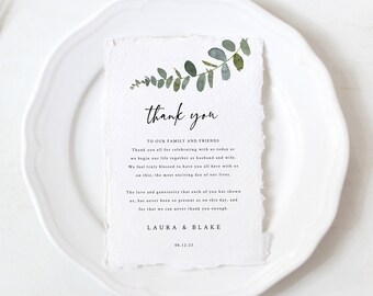 Eucalyptus Thank You Letter Template, Greenery Wedding, Printable Thank You Note, Editable, Templett INSTANT Download