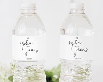 Water Bottle Label Template, Minimalist Elegant, Editable & Printable Instant Download, Try Before Purchase