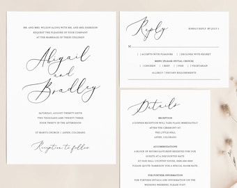 Elegant Wedding Invitation Set, Try Before Purchase, Rsvp & Details Card,  Editable, Printable Invitation, Instant Download