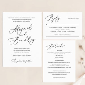 Elegant Wedding Invitation Set, Try Before Purchase, Rsvp & Details Card,  Editable, Printable Invitation, Instant Download