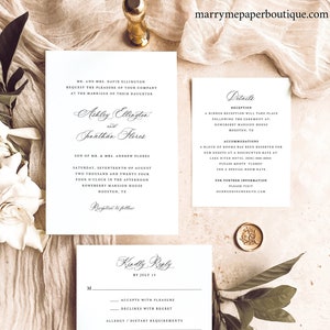 Wedding Invitation Template Set, Elegant Classic Calligraphy, Wedding Invitation Suite, Printable, Editable , Templett INSTANT Download