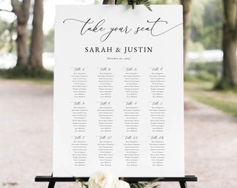 Classic Wedding Seating Chart Template, Elegant Wedding Seating Plan Sign, Printable, Editable, Templett INSTANT Download