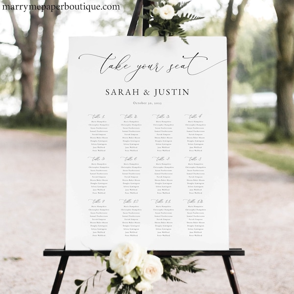 Classic Wedding Seating Chart Template, Elegant Wedding Seating Plan Sign, Printable, Editable, Templett INSTANT Download