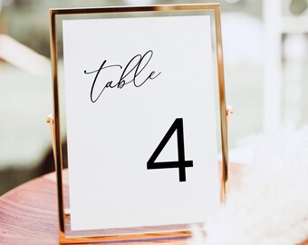 Table Number Sign Template, Modern Elegance, Elegant Wedding Table Number, Printable, Templett INSTANT Download, Editable