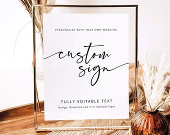 Create Multiple Signs Template, Modern Calligraphy, Templett Instant Download, Editable & Printable, Try Before Purchase