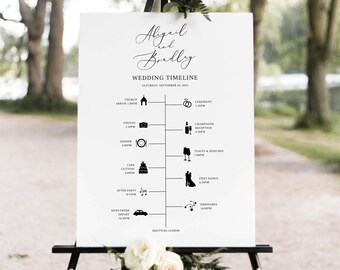 Wedding Timeline Sign Template, Elegant Script, Wedding Itinerary Sign, Order of Events Sign, Printable, Modern, Templett INSTANT Download