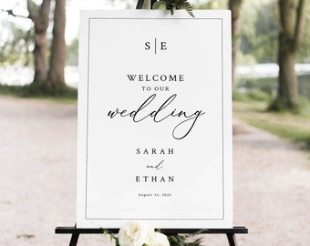 Wedding Welcome Sign, Minimalist Wedding Monogram, Editable, Welcome to Our Wedding Sign Template, Printable, Templett INSTANT Download