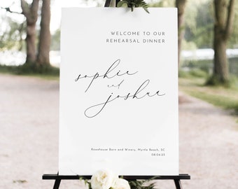 Rehearsal Dinner Welcome Sign Template, Luxury Calligraphy, Elegant Wedding Rehearsal Dinner Sign, Printable, Templett INSTANT Download