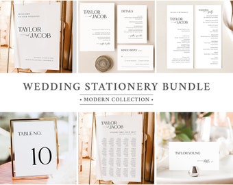 Wedding Bundle Template Set, Modern & Classic, Editable, Modern Wedding Stationery Bundle, Printable, Self Edit, Templett INSTANT Download