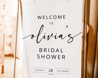 Bridal Shower Welcome Sign Template, Modern Calligraphy, Editable, Welcome to the Bridal Shower Sign, Printable, Templett INSTANT Download