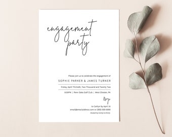 Engagement Party Invitation Template, Elegant Minimalist, Editable & Printable, Instant Download, Templett, Try Before Purchase