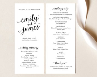 Wedding Program Template, Try Before Purchase,  Editable Instant Download, Modern Script