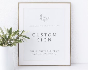 Create Multiple Event Signs Template, Editable & Printable Signs, Try Before Purchase, Elegant Monogram, Templett Instant Download