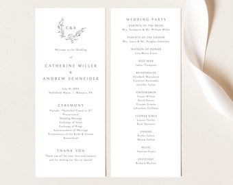 Wedding Program Template, Elegant Monogram Design, Demo Available, Editable & Printable, Templett Instant Download