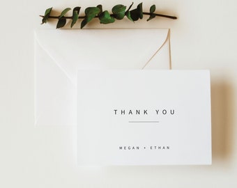 Minimalist Thank You Card Template, Modern Folded Thank You Card, Printable, Templett, Editable, Instant Download