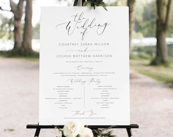 Wedding Program Sign Template, Printable Editable Instant Download, Demo Available, Elegant Calligraphy