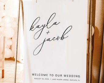 Wedding Welcome Sign Template, Modern Elegance, Vertical Welcome To Our Wedding Sign Printable, Templett INSTANT Download, Editable