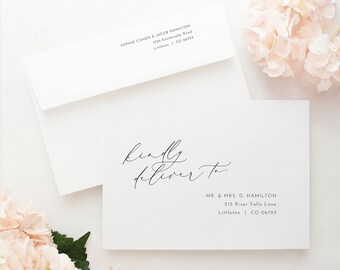 Envelope Address Template, Luxury Calligraphy, Elegant Wedding Envelope Addressing, Printable, Editable, Templett INSTANT Download