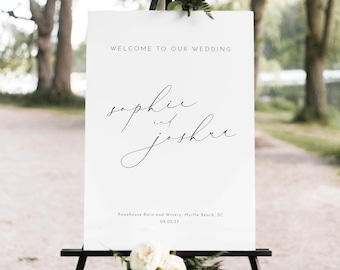 Wedding Welcome Sign Template, Luxury Calligraphy, Vertical, Welcome To Our Wedding Sign, Elegant, Printable, Templett INSTANT Download