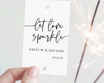 Sparkler Tag Template, Modern & Contemporary, Simple Wedding Sparker Tags, Printable, Editable, Clean, Minimal, Templett INSTANT Download