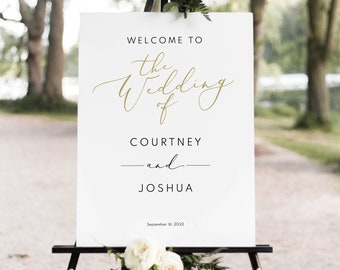 Wedding Welcome Sign Template, Elegant Gold, Demo Available, Editable & Printable Instant Download