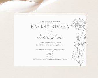 Bridal Shower Invitation Template, Try Before Purchase,  Editable Instant Download, Elegant Floral