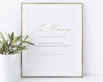 In Memory Sign Template, Stylish Script Gold, Instant Download, Editable Template