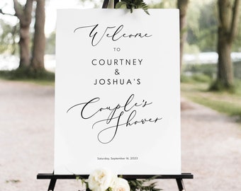 Couples Shower Sign Template, Elegant Script, Couples Shower Welcome Sign, Printable, Pretty Font, Templett, Editable, INSTANT Download