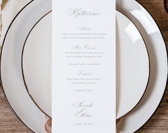 Personalizable Guest Menu Template, Calligraphy Design, Wedding Menu Card, Printable, Editable Guest Menus, Templett INSTANT Download