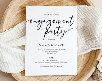 Engagement Party Invitation Template, Modern Calligraphy, Engagement Party Invite, Printable, Templett INSTANT Download,  Editable