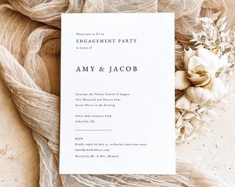 Classic Engagement Party Invitation Template, Simple Engagement Dinner Invitation, Editable Invite, Printable, Templett INSTANT Download