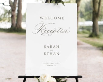 Reception Welcome Sign Template, Calligraphy Design, Editable, Welcome to our Reception Sign, Printable, Templett INSTANT Download