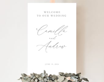 Wedding Welcome Sign Template, Modern Stylish Script, Elegant, Welcome To Our Wedding Sign, Printable, Editable, Templett INSTANT Download