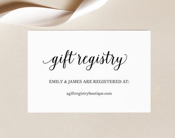 Wedding Registry Card Template, Modern Script,  Editable Instant Download, Try Before Purchase