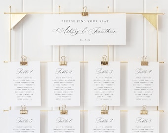 Seating Chart Cards Template, Elegant Classic Calligraphy, Wedding Seating Cards, Printable Header Card, Editable, Templett INSTANT Download