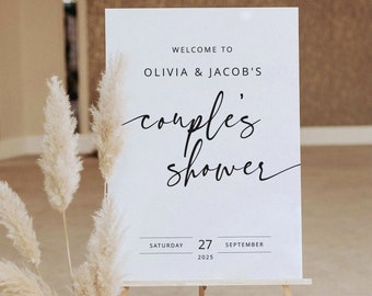 Couples Shower Welcome Sign Template, Modern Calligraphy, Editable, Modern Couples Shower Sign, Printable, Templett INSTANT Download