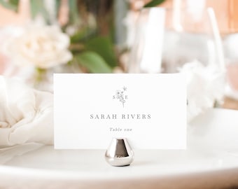 Wedding Place Card Template, Floral Wedding Monogram, Flat & Tent Place Cards, Printable, Editable Place Cards, Templett INSTANT Download