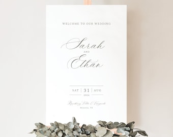 Wedding Welcome Sign Template, Calligraphy, Welcome To Our Wedding Sign, Printable, Calligraphy Wedding, Editable, Templett INSTANT Download