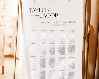 Wedding Seating Chart Template, Modern & Classic, Editable Seating Plan Sign, Seating Plan Poster, Portrait, Templett INSTANT Download