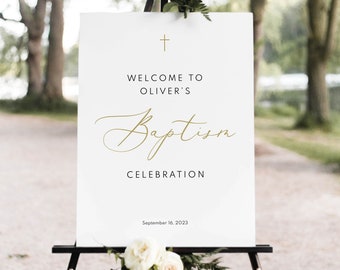 Welcome to the Baptism Sign Template, Try Before Purchase, Baptism Welcome Sign Printable,  Editable, Calligraphy, Instant Download