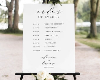 Wedding Itinerary Sign Template, Try Before Purchase, Editable Instant Download, Elegant Script