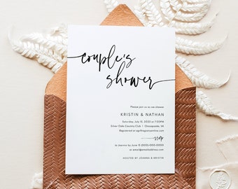Couples Shower Invitation Template, Modern Contemporary, Simple Couples Shower Invite, Printable, Editable, Clean, Templett INSTANT Download