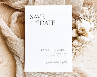 Save the Date Template, Modern & Classic, Editable, Modern Save The Date Card, Printable, Elegant, Templett INSTANT Download