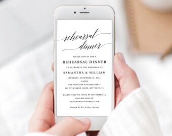 Rehearsal Dinner Text Invitation Template, Elegant Electronic Wedding Rehearsal Invite, Editable, Templett, INSTANT Download