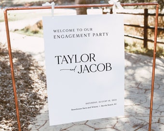 Engagement Party Welcome Sign Template, Modern & Classic, Editable, Modern Engagement Party Sign, Printable, Templett INSTANT Download